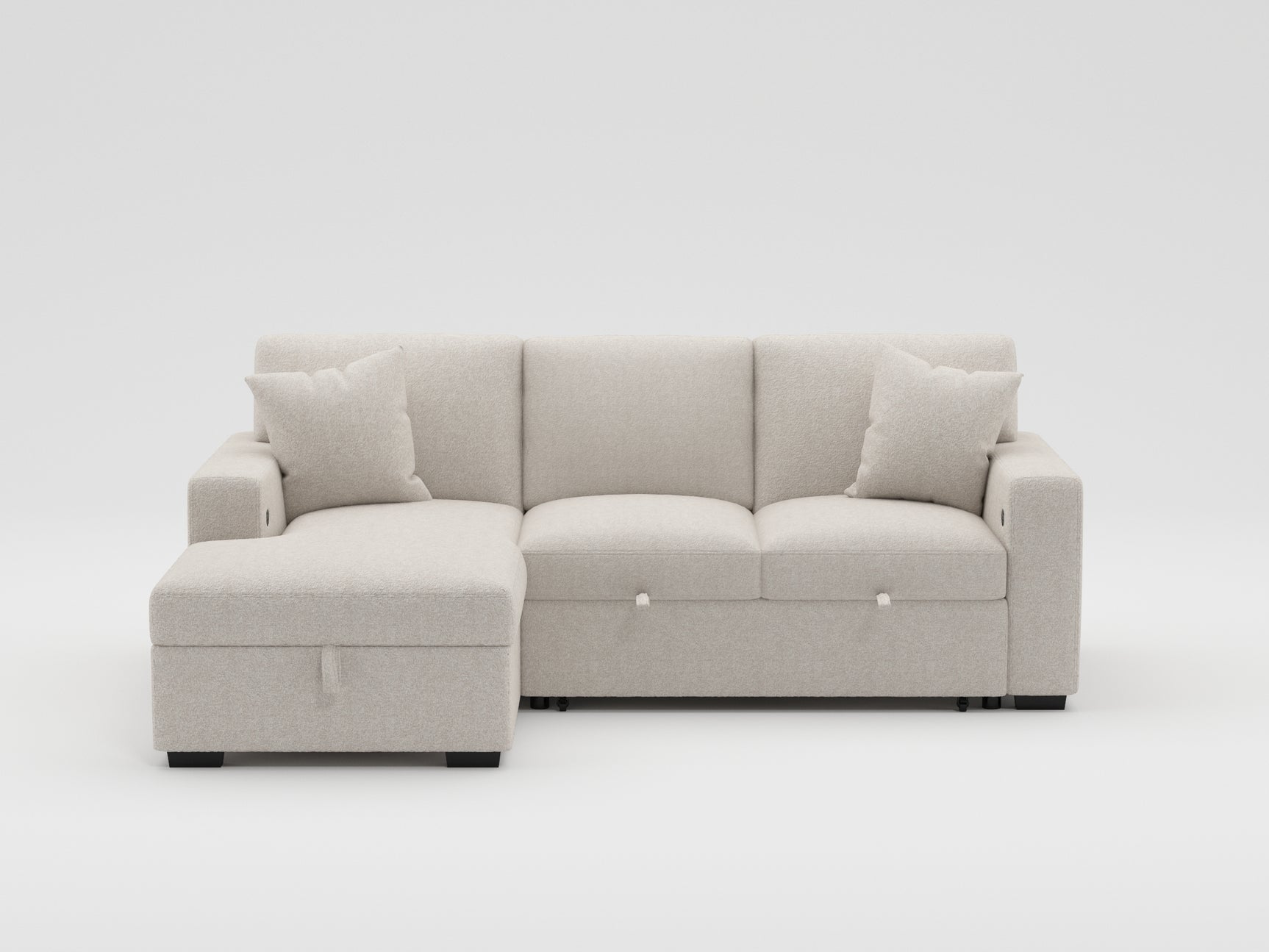 Pompano Gray Sectional with Right Side Chaise and Pull-out Bed - Ornate Home