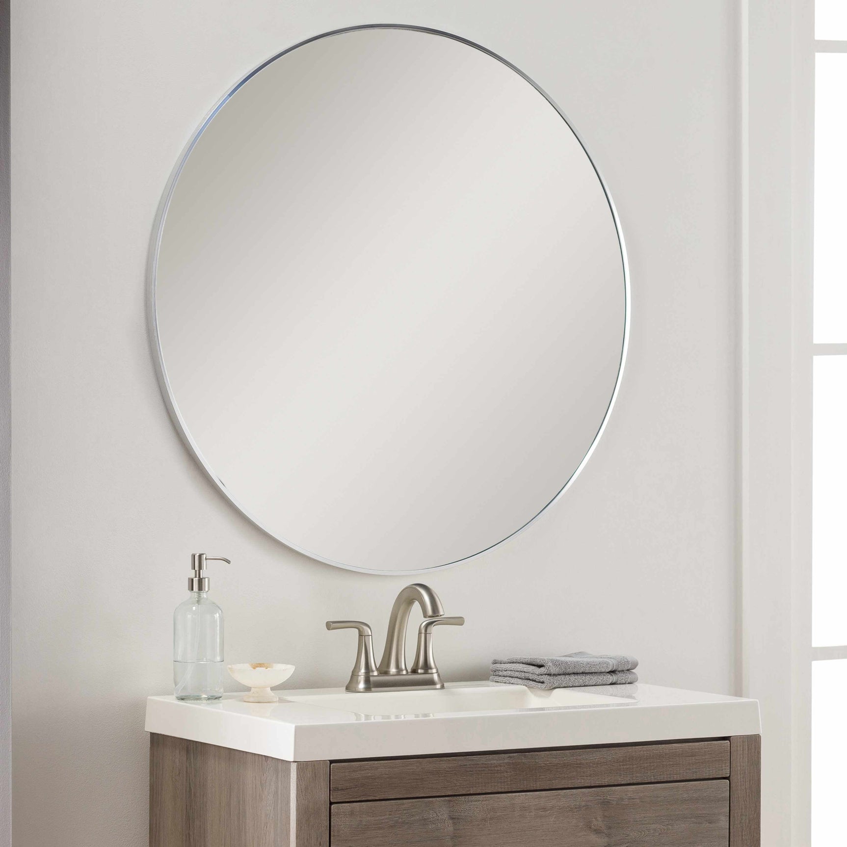Pontalina Round Silver Gray Mirror - Ornate Home