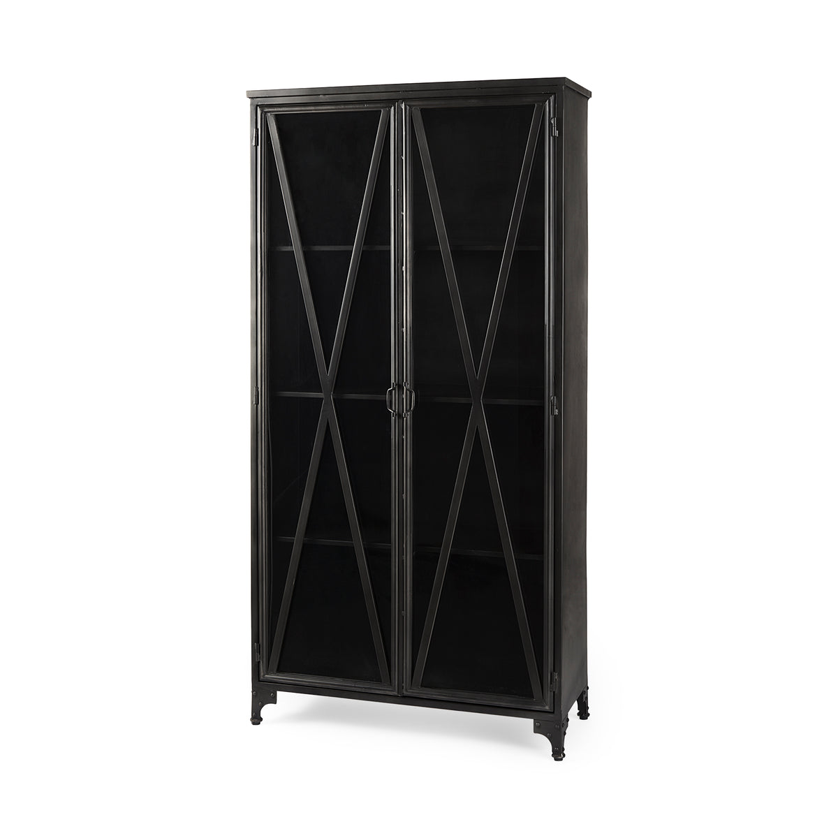 Poppy Black Metal with Glass Door Display Cabinet - Ornate Home