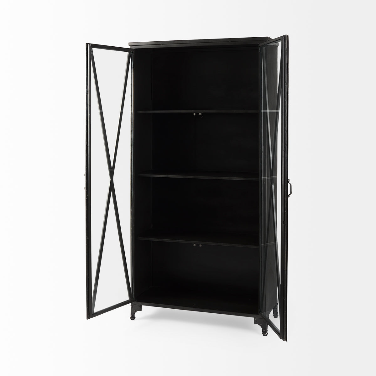 Poppy Black Metal with Glass Door Display Cabinet - Ornate Home
