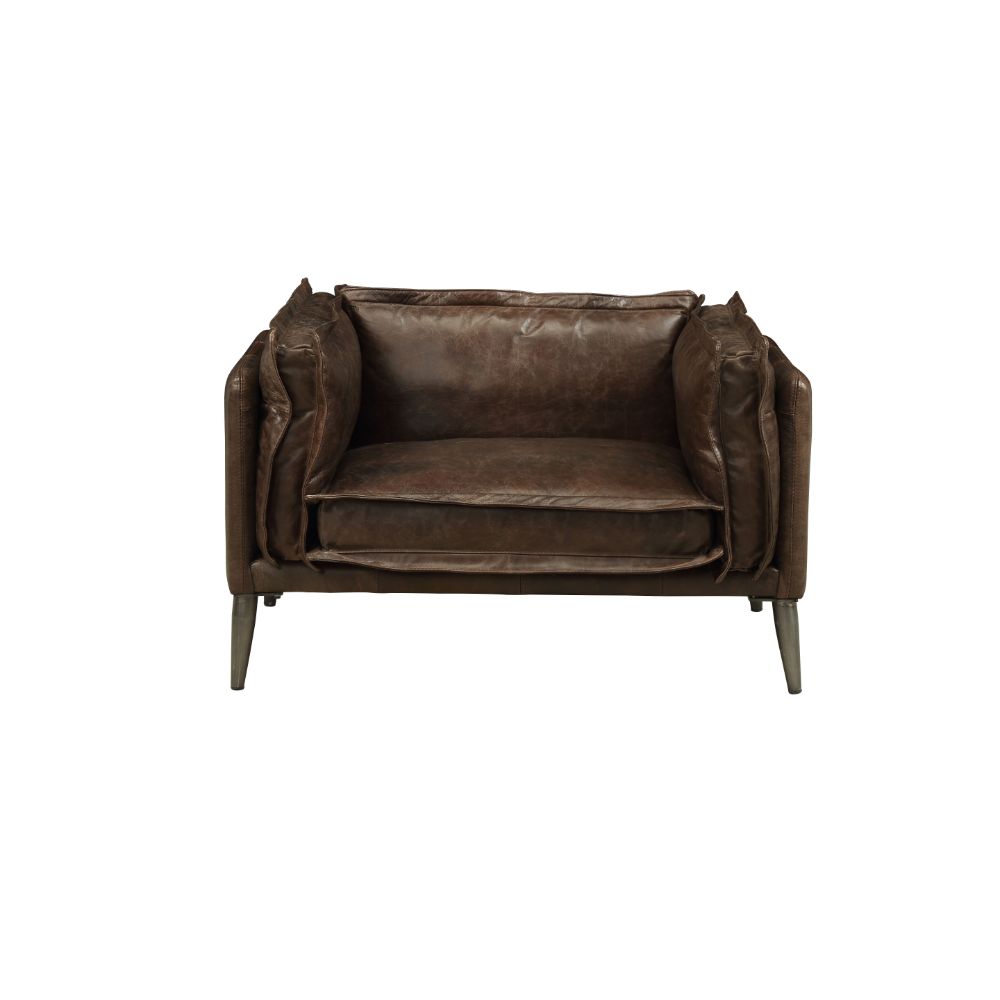 Porchester Distress Chocolate Leather Chair - Ornate Home