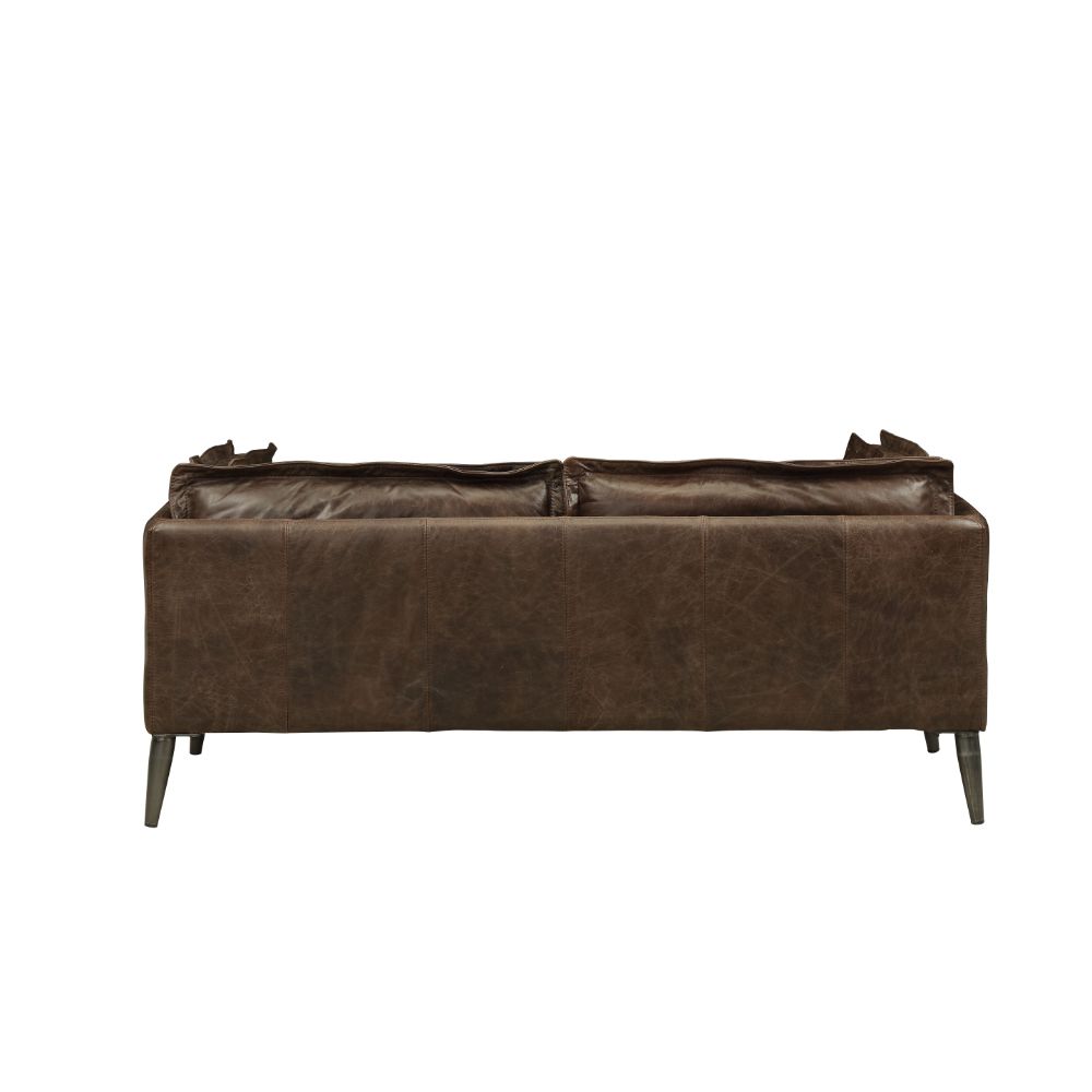 Porchester Distress Chocolate Leather Loveseat - Ornate Home