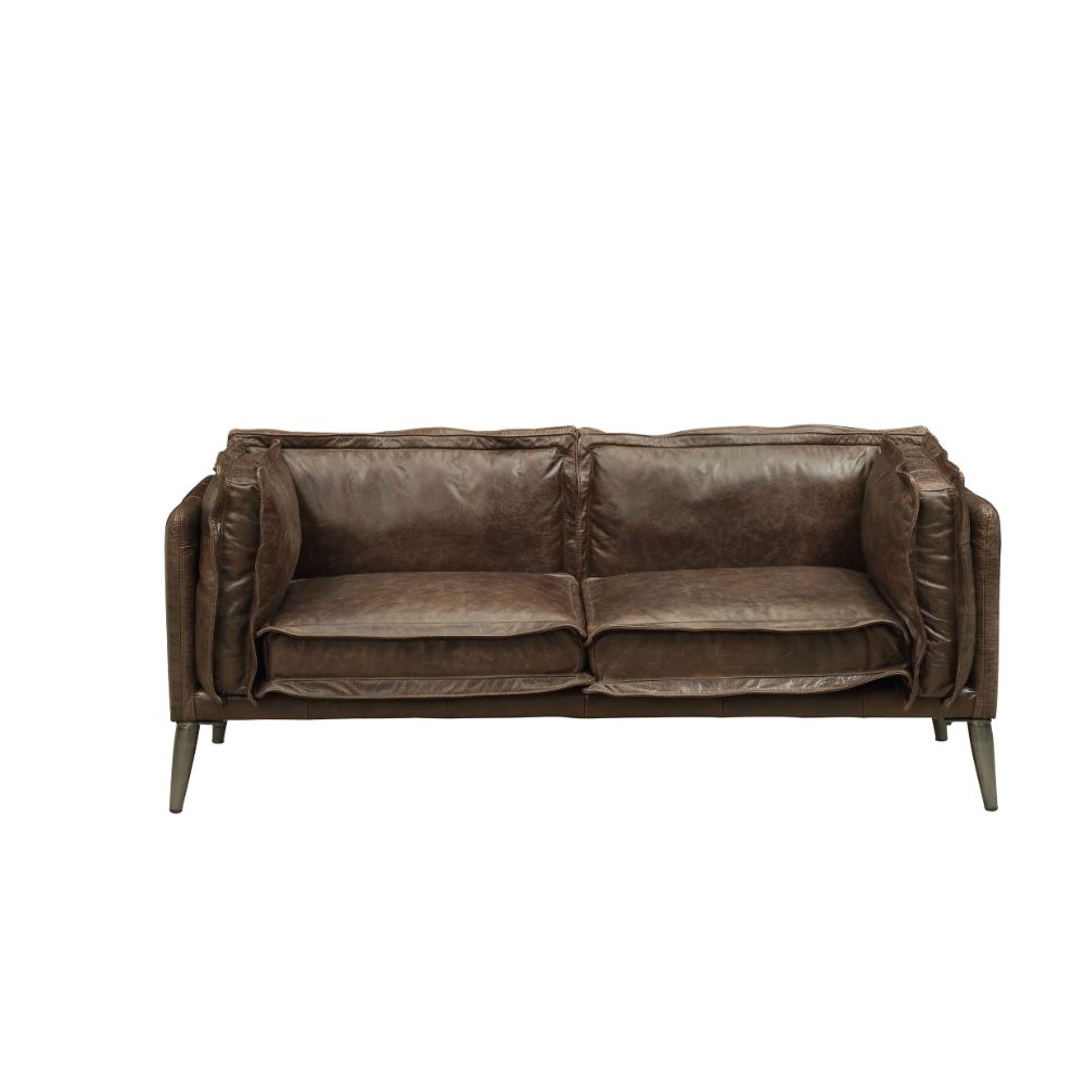 Porchester Distress Chocolate Leather Loveseat - Ornate Home