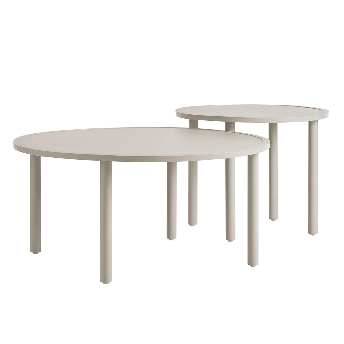Porta Khaki 2 Piece Nesting Outdoor Patio Aluminum Coffee Table Set - Ornate Home