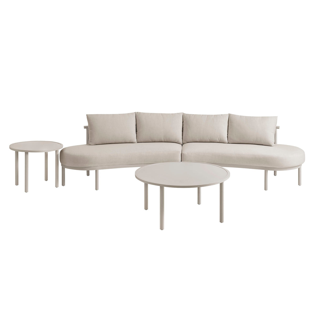 Porta Khaki/Stone 4 Piece Outdoor Patio Aluminum Modular Sofa Set - Ornate Home