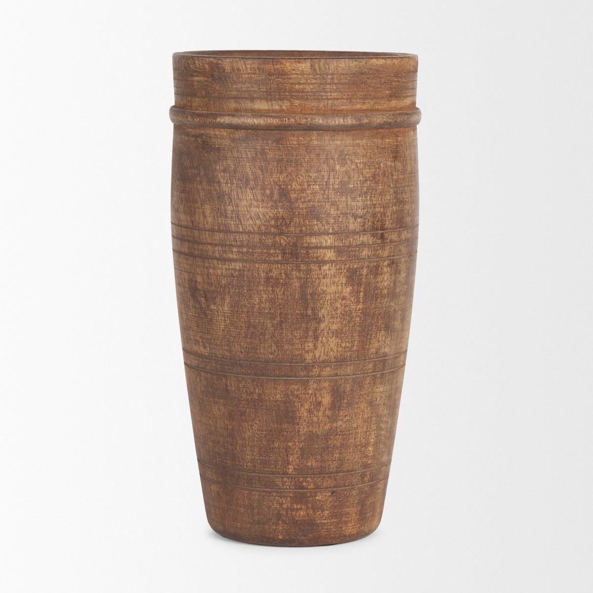 Porta Medium Brown Large Reclaimed Wooden Pot - Ornate Home