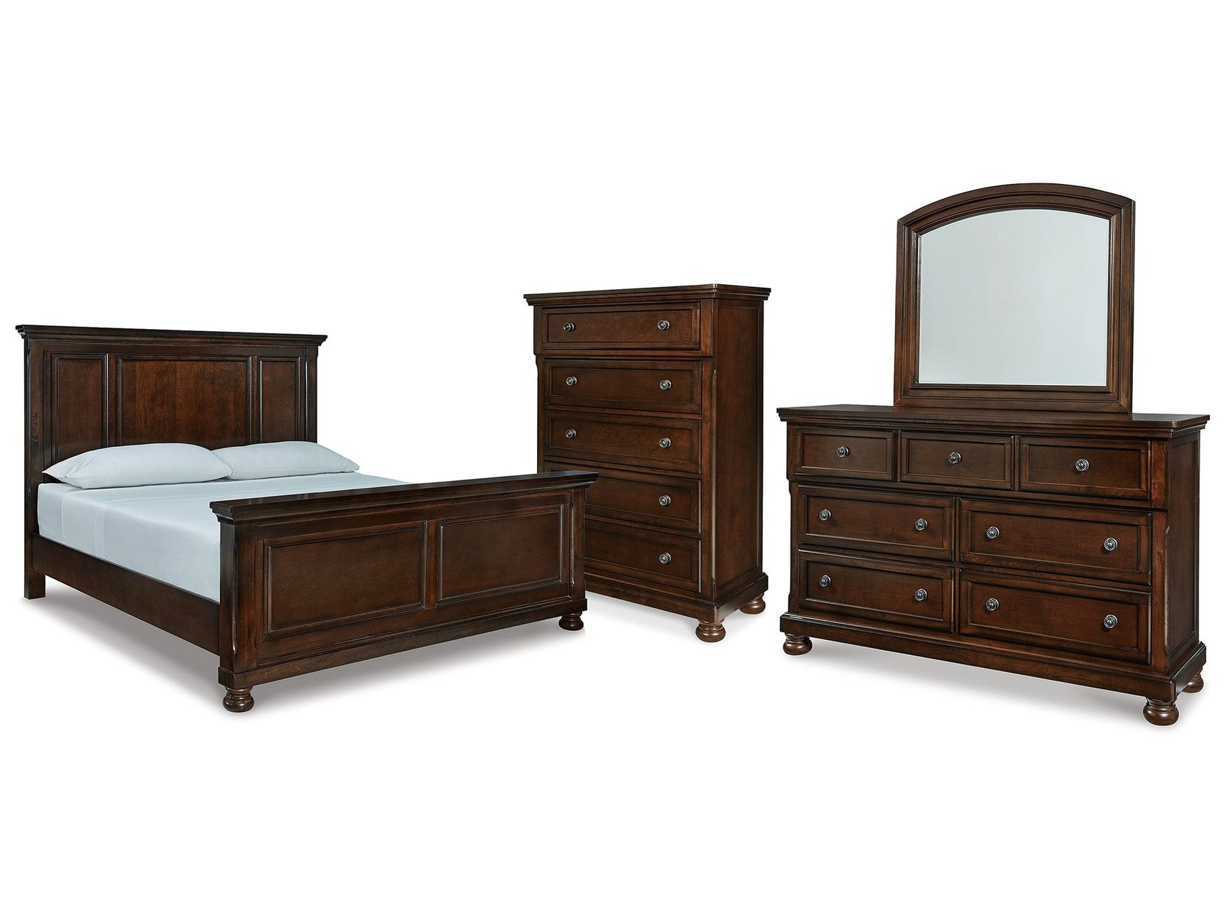 Porter Rustic Brown California King Panel Bed & Dresser & Mirror & Chest (Online Special Price) - Ornate Home