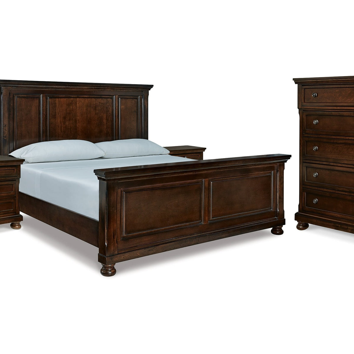 Ashley Furniture Porter Rustic Brown King Panel Bedroom Set with Chest ...