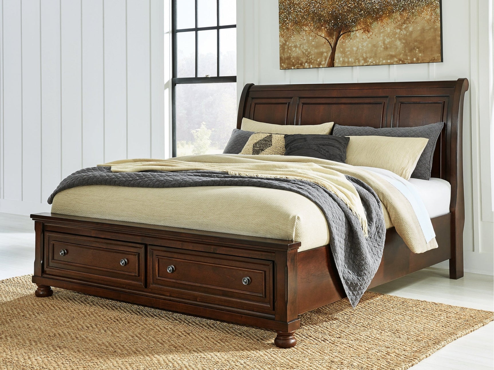 Porter Rustic Brown King Sleigh Storage Bed (Online Special Price) - Ornate Home