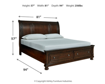 Porter Rustic Brown King Sleigh Storage Bedroom Set with Dresser and Mirror (Online Special Price) - Ornate Home
