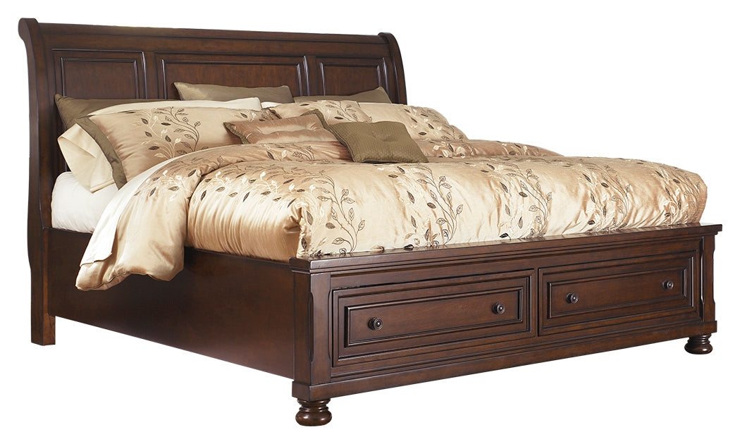 Porter Rustic Brown Queen Sleigh Storage Bedroom Set with Dresser, Mirror, Chest, and 2 Nightstands (Online Special Price) - Ornate Home