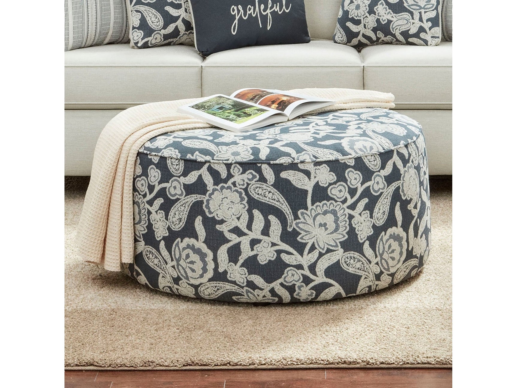 Porthcawl Floral Multi Ottoman - Ornate Home