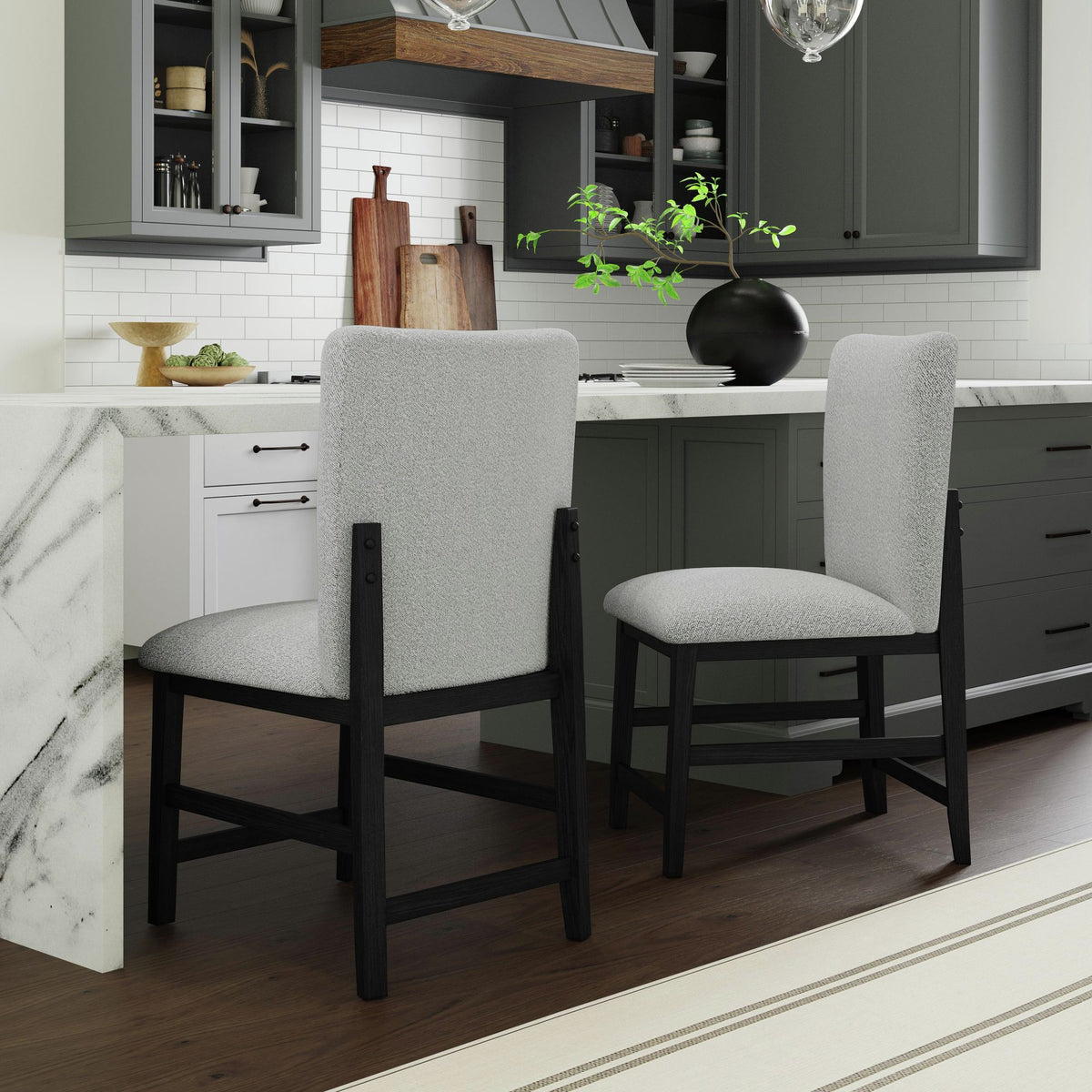 Portland Black/Grey Square Back Counter Stool (Set of 2) - Ornate Home