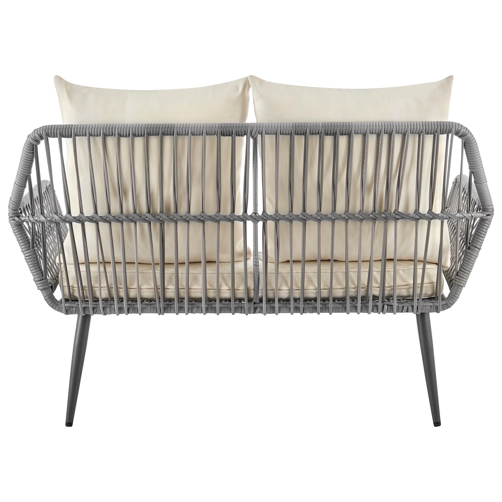 Portofino Patio 4-Person Conversation Set with Coffee Table with Cream Cushions - Ornate Home