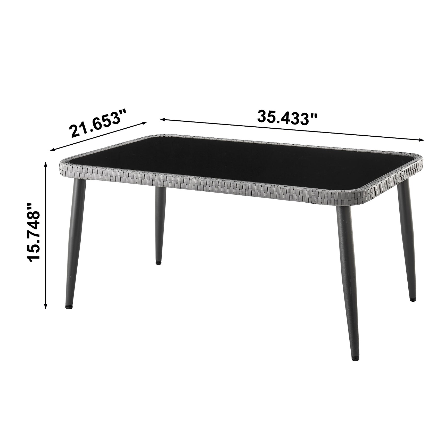 Portofino Patio 4-Person Conversation Set with Coffee Table with Grey Cushions - Ornate Home