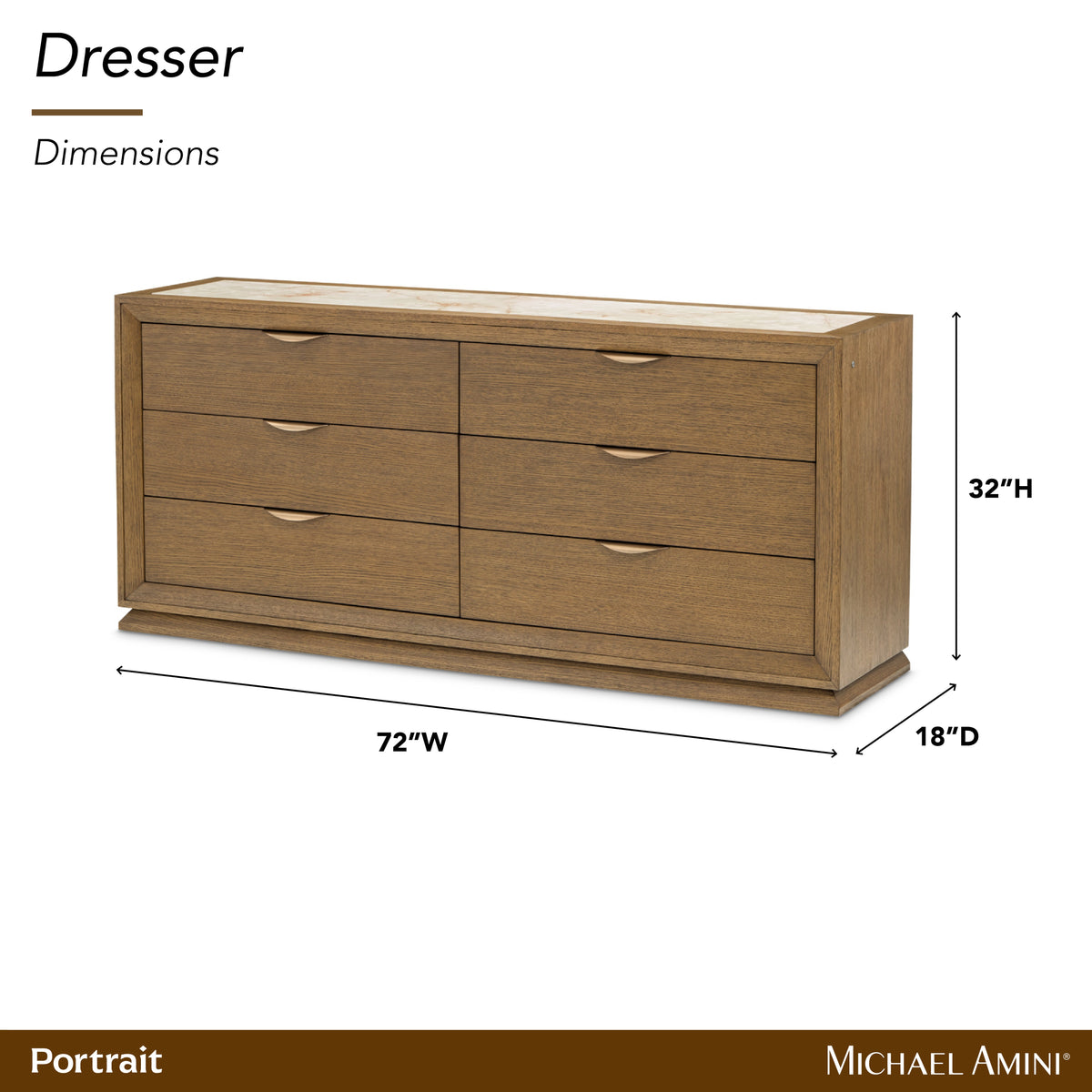 Portrait Sienna Brown Dresser with LED Lights