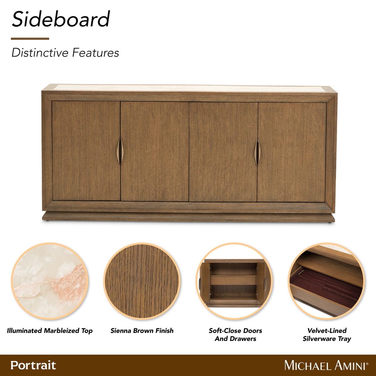 Portrait Sienna Brown Sideboard with LED Lights