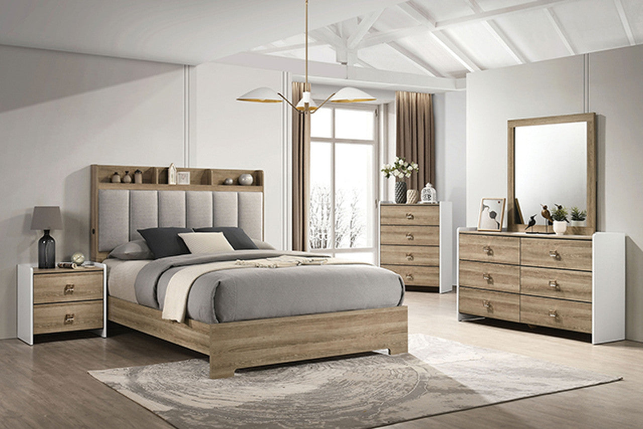 Posey Dusty Oak/White Queen Bed - Ornate Home