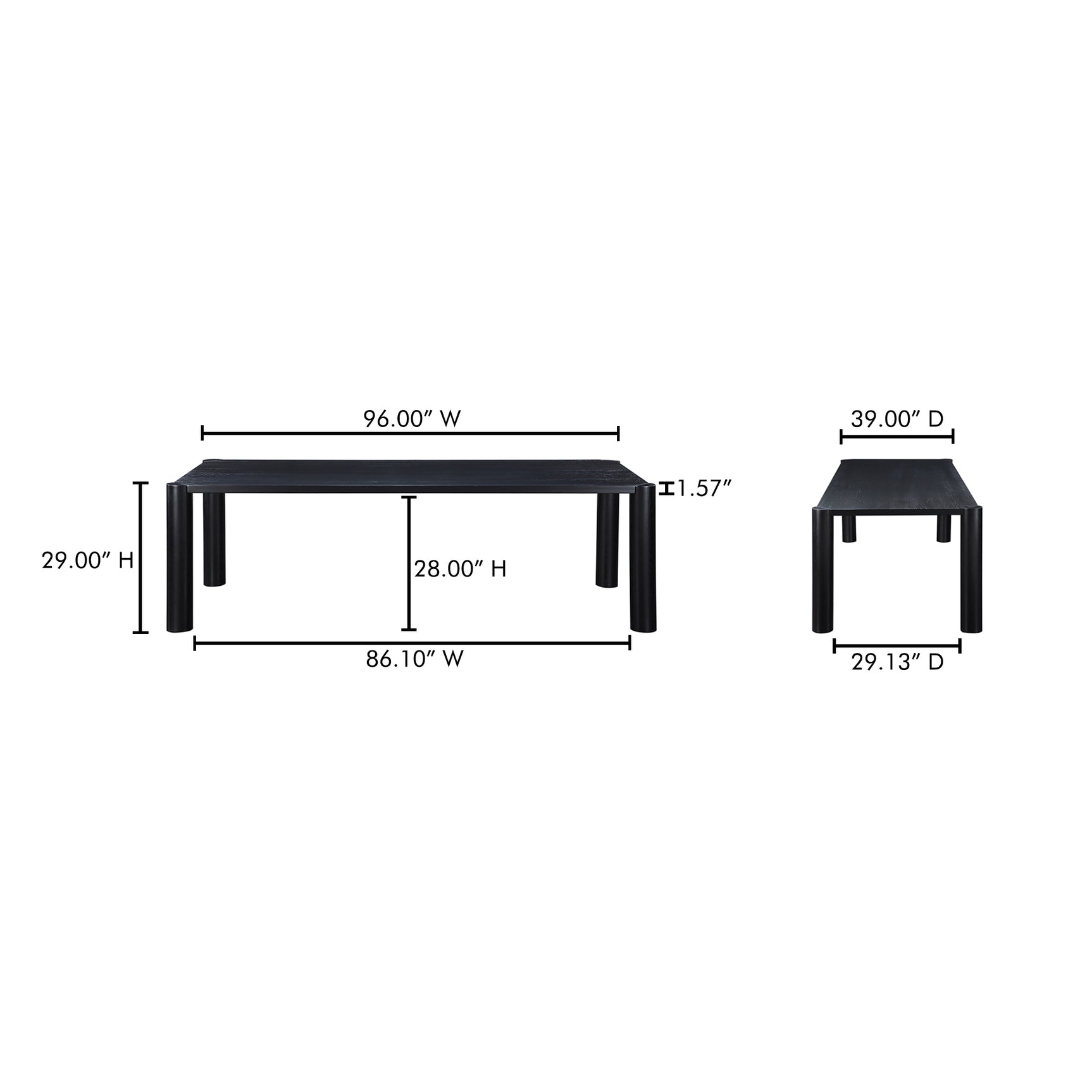 Post Black Large Dining Table - Ornate Home