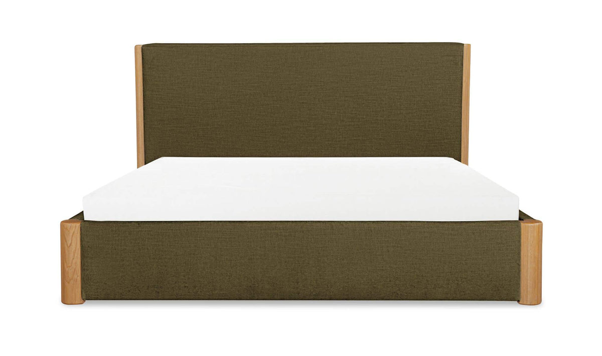 Post Dark Green King Bed Natural Oak - Ornate Home