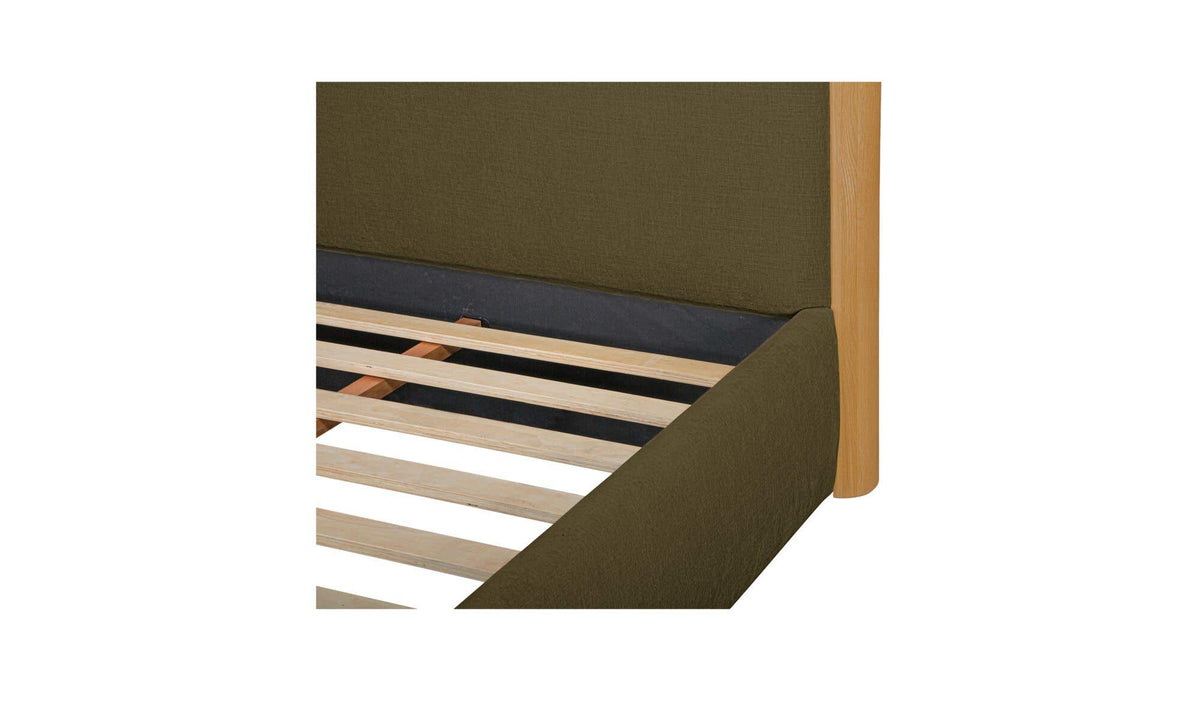 Post Dark Green King Bed Natural Oak - Ornate Home