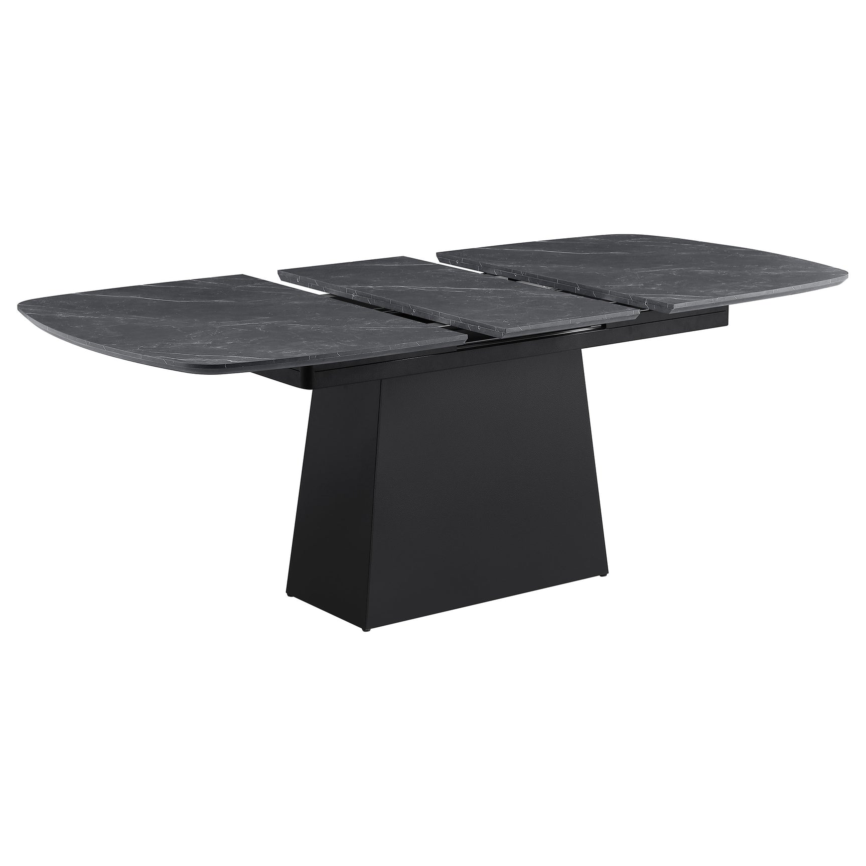 Potero Black 73-inch Faux Marble Extension Leaf Dining Table - Ornate Home