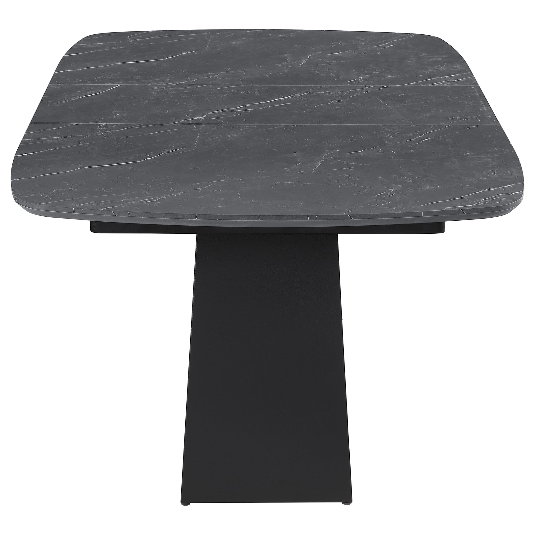 Potero Black 73-inch Faux Marble Extension Leaf Dining Table - Ornate Home