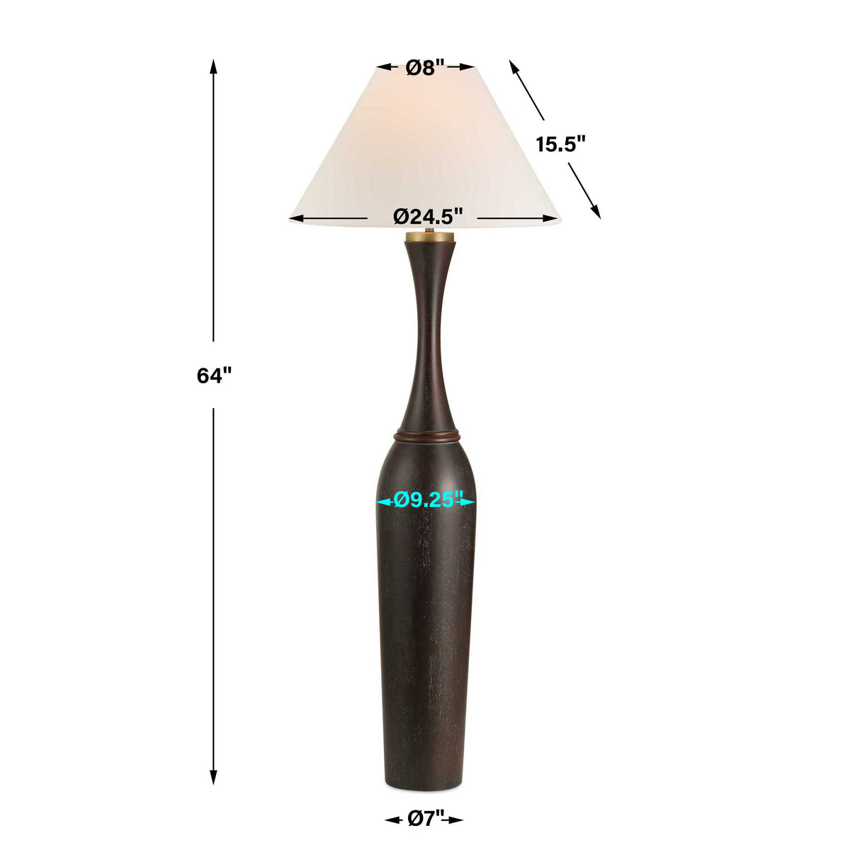 Pravin Black/Bronze Dark Wood Floor Lamp - Ornate Home