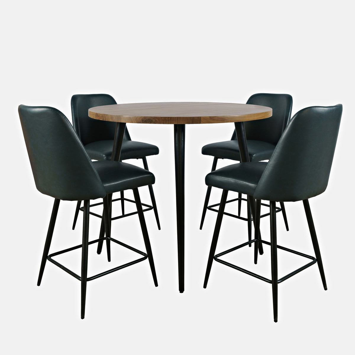 Prelude Suede/Blueberry Round Counter Dining Table w/ 4 Maddox Stools - Ornate Home