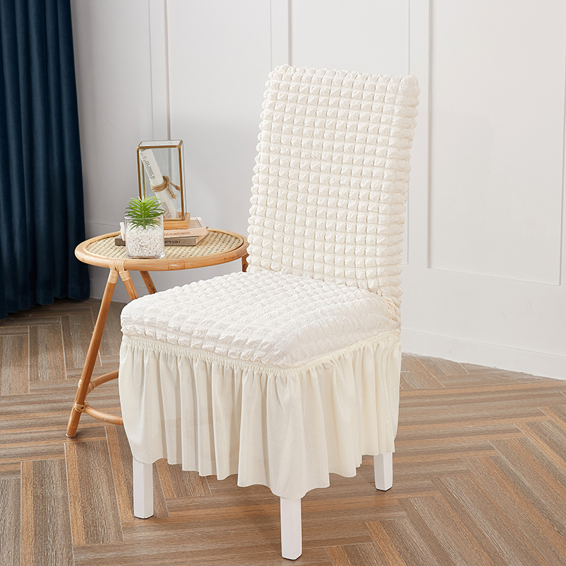Premium Textured Seersucker High-Stretch Washable Dining Chair Slipcovers with Skirt - Ornate Home