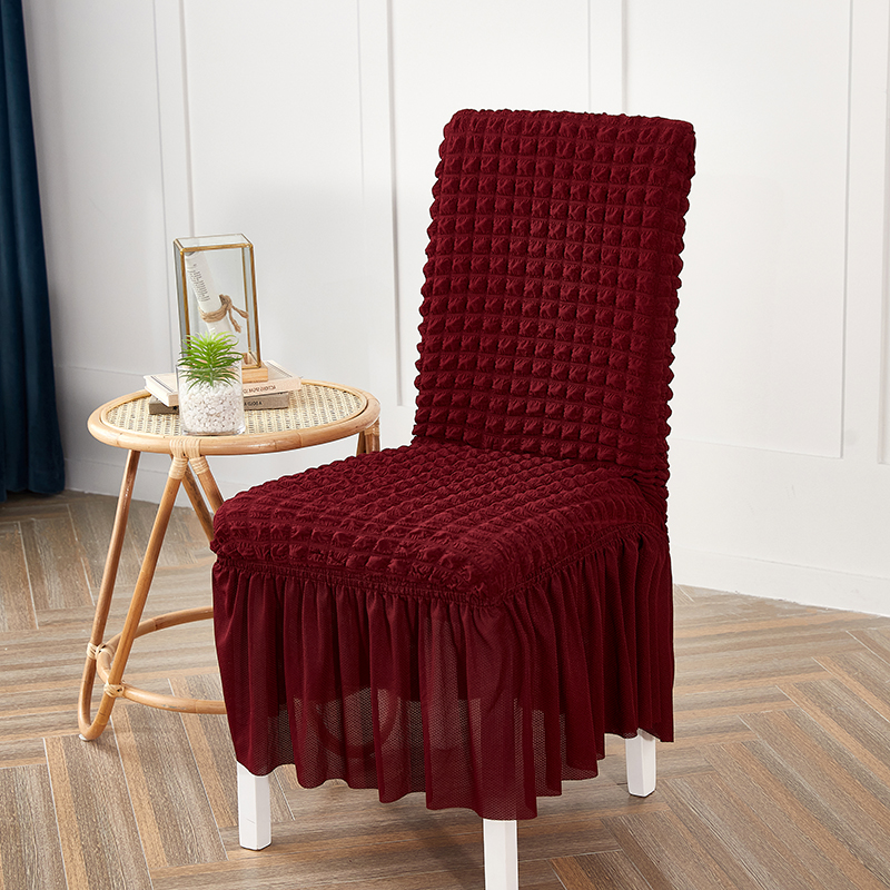 Premium Textured Seersucker High-Stretch Washable Dining Chair Slipcovers with Skirt - Ornate Home