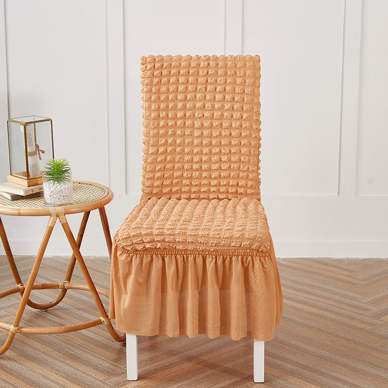 Premium Textured Seersucker High-Stretch Washable Dining Chair Slipcovers with Skirt - Ornate Home