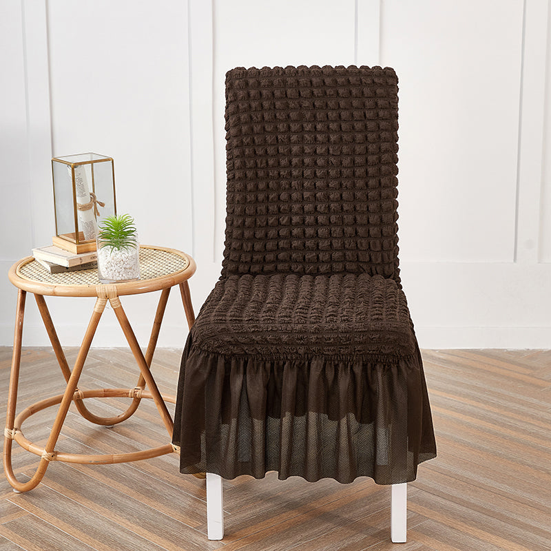 Premium Textured Seersucker High-Stretch Washable Dining Chair Slipcovers with Skirt - Ornate Home