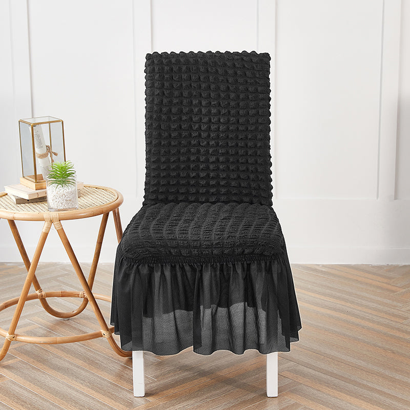 Premium Textured Seersucker High-Stretch Washable Dining Chair Slipcovers with Skirt - Ornate Home