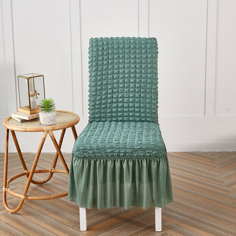 Premium Textured Seersucker High-Stretch Washable Dining Chair Slipcovers with Skirt - Ornate Home