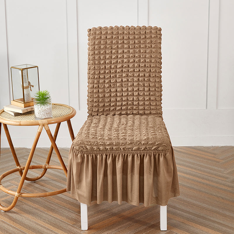 Premium Textured Seersucker High-Stretch Washable Dining Chair Slipcovers with Skirt - Ornate Home