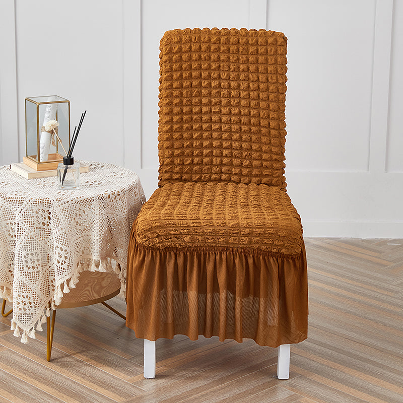 Premium Textured Seersucker High-Stretch Washable Dining Chair Slipcovers with Skirt - Ornate Home