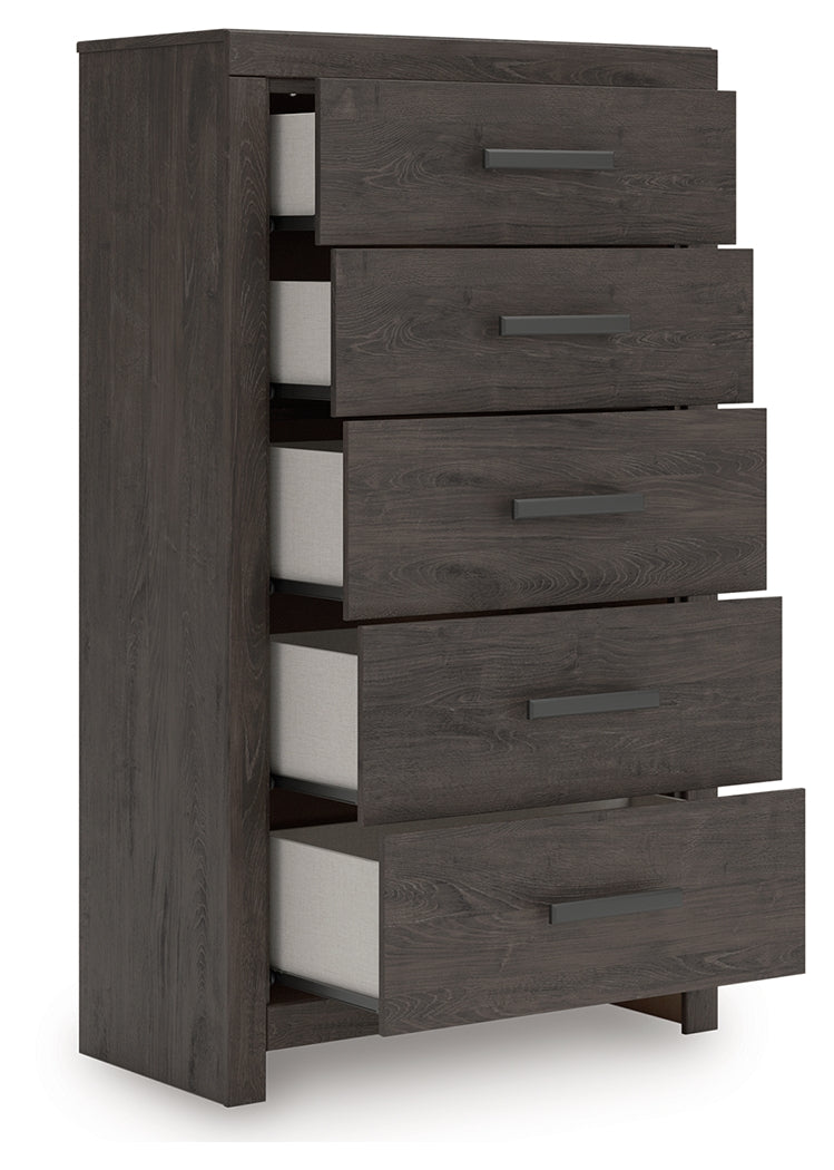 Prendonea Charcoal Full Panel Bed, Dresser, Mirror, Chest and Nightstand (Online Special Price) - Ornate Home