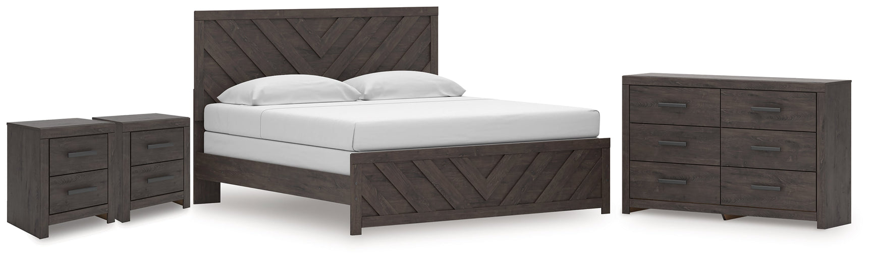 Prendonea Charcoal Full Panel Bed, Dresser and 2 Nightstand (Online Special Price) - Ornate Home