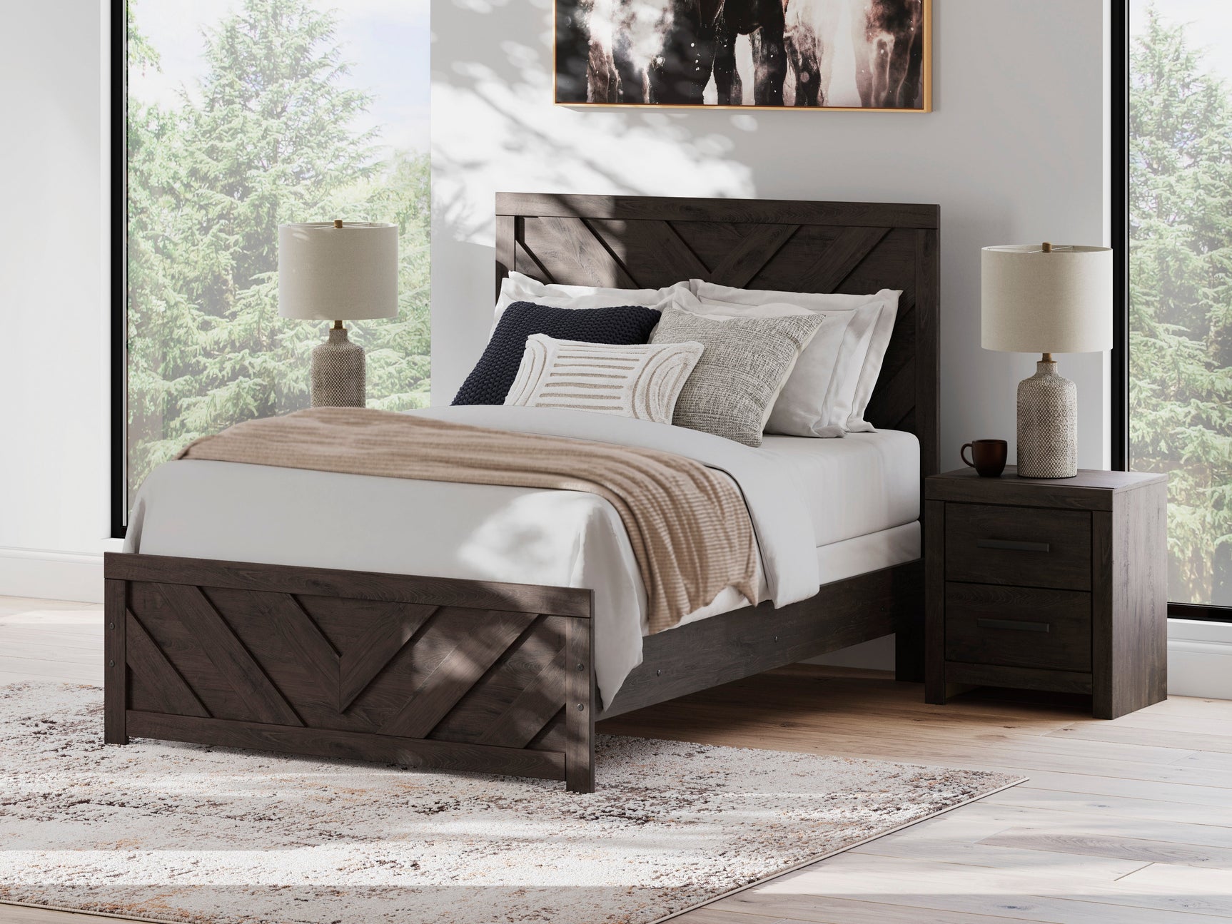 Prendonea Charcoal Full Panel Bed, Dresser and 2 Nightstand (Online Special Price) - Ornate Home