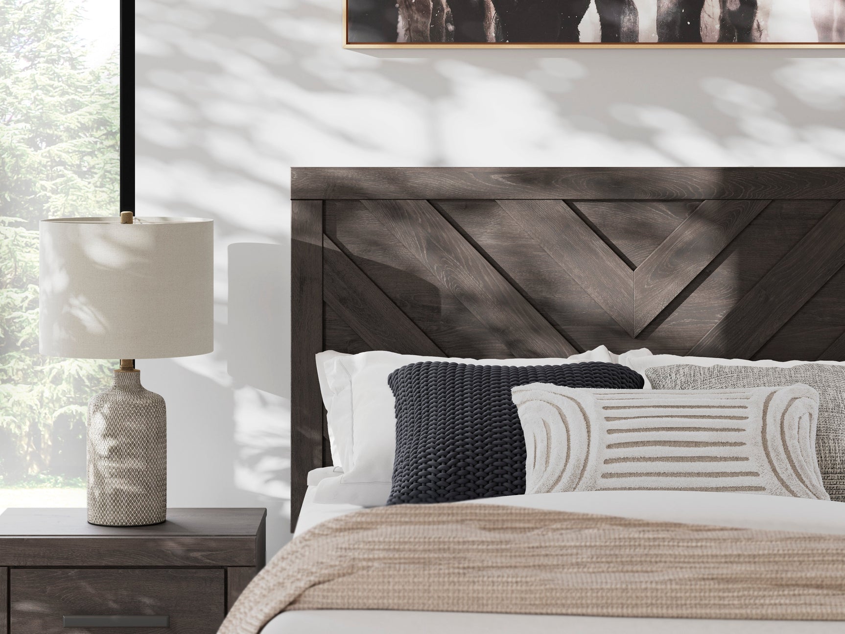 Prendonea Charcoal Full Panel Bed, Dresser, Mirror, Chest and 2 Nightstands (Online Special Price) - Ornate Home