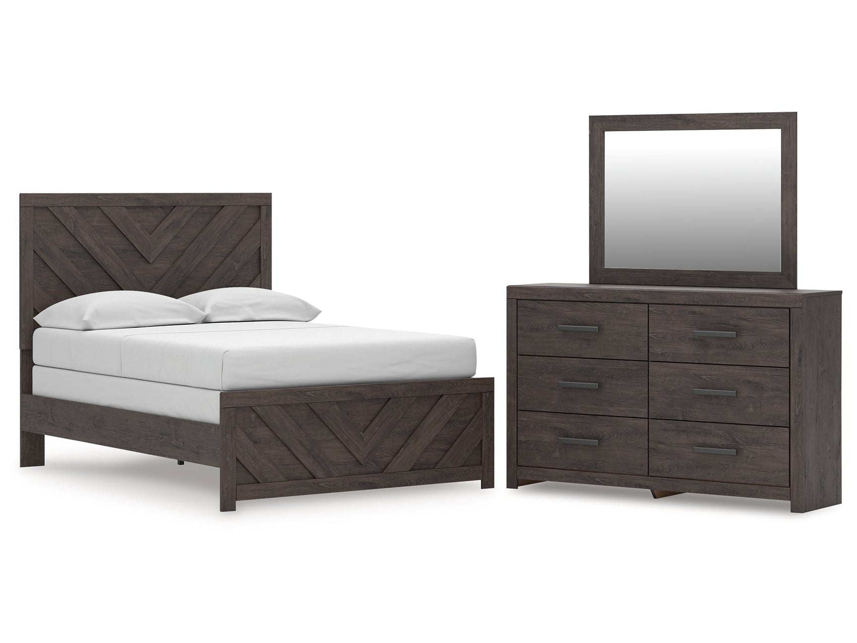 Prendonea Charcoal Full Panel Bed, Dresser and Mirror (Online Special Price) - Ornate Home