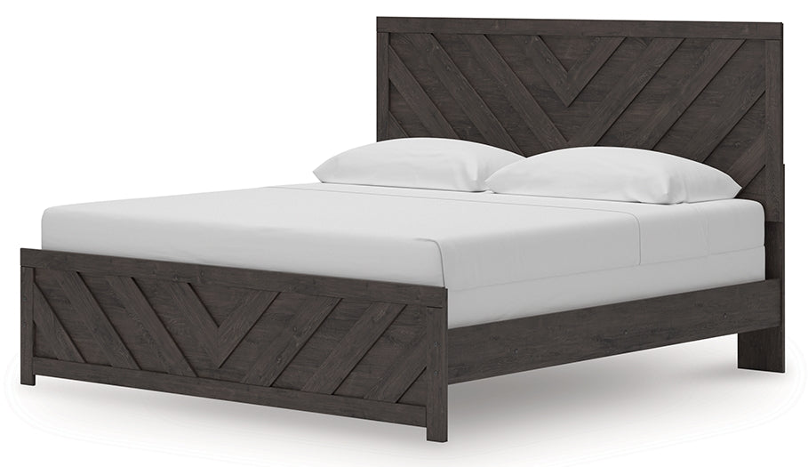 Prendonea Charcoal King Panel Bed, Dresser and 2 Nightstands (Online Special Price) - Ornate Home