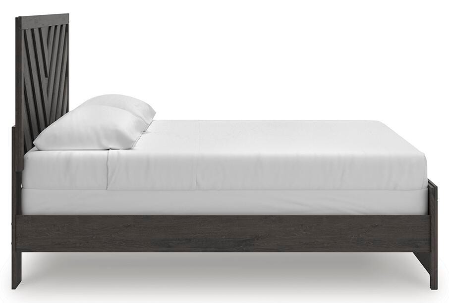 Prendonea Charcoal King Panel Bed, Dresser and Nightstand - Ornate Home