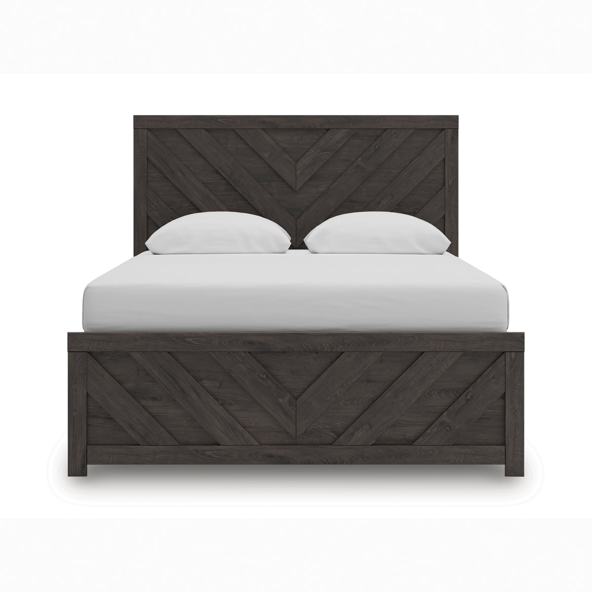 Prendonea Charcoal Queen Panel Bed, Dresser, Mirror, Chest and 2 Nightstands - Ornate Home