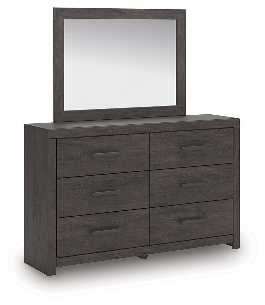 Prendonea Charcoal Queen Panel Bed, Dresser and Mirror - Ornate Home