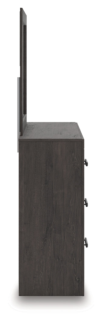 Prendonea Charcoal Queen Panel Bed, Dresser and Mirror - Ornate Home