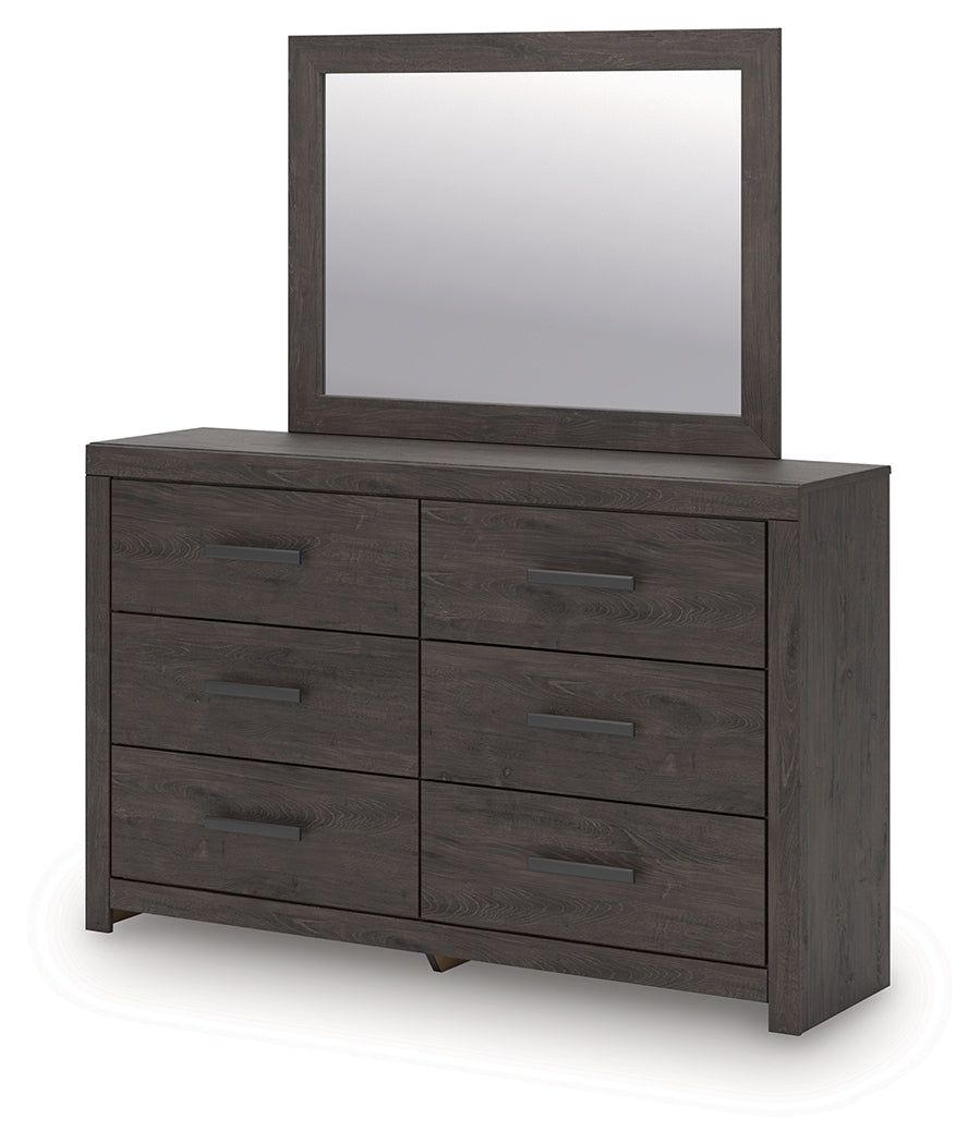 Prendonea Charcoal Queen Panel Bed, Dresser and Mirror - Ornate Home