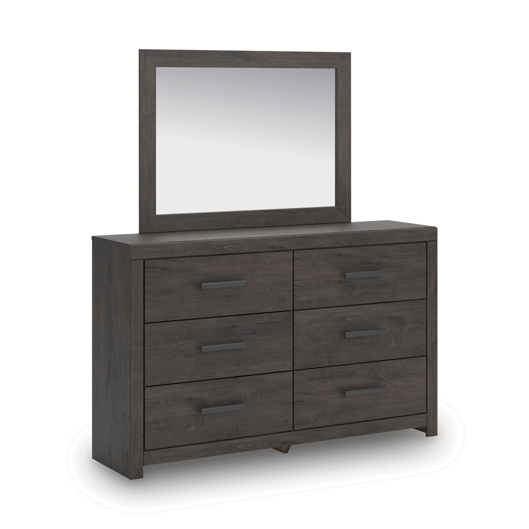 Prendonea Charcoal Twin Panel Bed, Dresser, Mirror, Chest and Nightstand - Ornate Home
