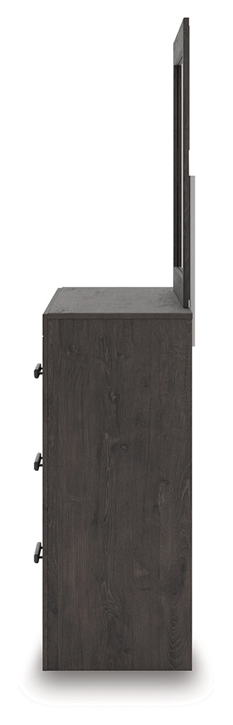 Prendonea Charcoal Twin Panel Bed, Dresser and Mirror - Ornate Home